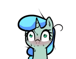 Size: 327x253 | Tagged: safe, artist:neuro, oc, oc:glacier, unofficial characters only, pony, unicorn, blushing, female, guardsmare, horn, image, mare, png, royal guard, simple background, solo, sweat, transparent background, unicorn oc, wide eyes