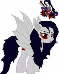 Size: 1080x1350 | Tagged: safe, artist:ponyrefaa, derpibooru import, ponified, bat pony, pony, adventure time, bat ponified, bat wings, clothes, duo, fangs, female, guitar, image, jpeg, marceline, mare, musical instrument, race swap, simple background, white background, wings