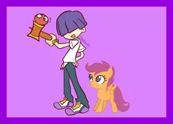 Size: 2600x1876 | Tagged: safe, artist:chelseawest, derpibooru import, scootaloo, crossover, derp, image, kendama, maguro sasaki, png, puyo puyo