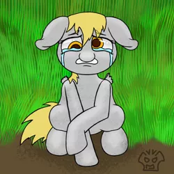 Size: 5000x5000 | Tagged: safe, artist:a-jaller, derpibooru import, derpy hooves, pegasus, pony, abuse, crying, derpybuse, floppy ears, image, png, wingless