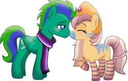 Size: 6288x4000 | Tagged: safe, artist:limedazzle, derpibooru import, oc, oc:cygnus, oc:gale twister, unofficial characters only, pegasus, pony, zebra, absurd resolution, clothes, image, male, png, scarf, simple background, stallion, transparent background