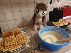 Size: 2048x1536 | Tagged: safe, derpibooru import, oc, oc:connie bloom, baking, cute, food, image, irl, jpeg, photo, plushie, waffle