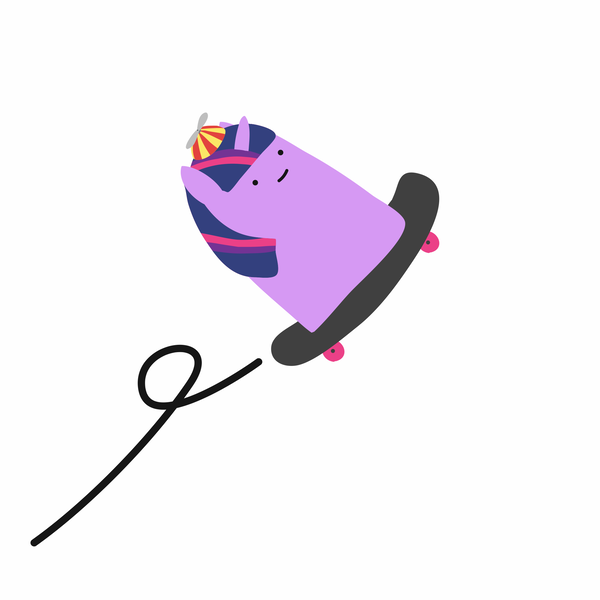 Size: 2048x2048 | Tagged: safe, artist:2merr, twilight sparkle, pony, unicorn, :), blob ponies, dot eyes, drawn on phone, drawthread, female, flip, hat, image, png, propeller hat, radical, requested art, simple background, skateboard, skateboarding, smiley face, smiling, solo, trick, unicorn twilight, white background