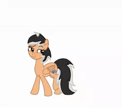 Size: 1280x1129 | Tagged: safe, artist:magickyotearts112295, derpibooru import, oc, oc:hearty felt, pegasus, pony, base used, image, jpeg, looking back, raised eyebrow, simple background, solo, walking, white background