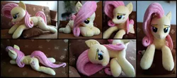 Size: 2572x1138 | Tagged: safe, artist:littlefairyswonders, derpibooru import, fluttershy, pony, image, irl, lying down, photo, plushie, png, prone, solo