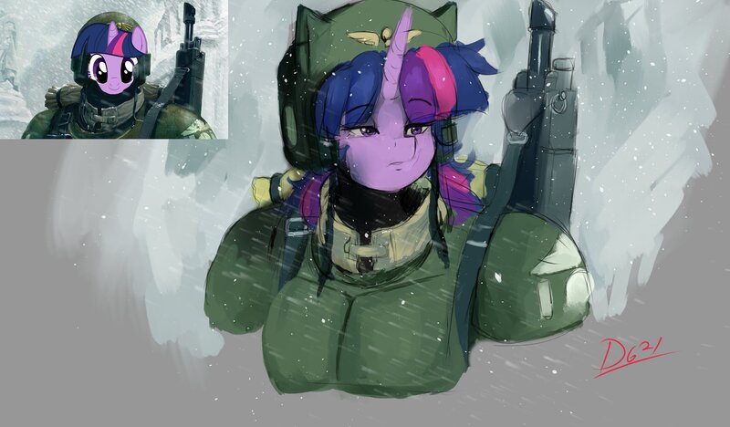 Size: 2368x1385 | Tagged: safe, artist:thelunarmoon, derpibooru import, twilight sparkle, anthro, cadian shock troops, image, imperial guard, jpeg, snow, warhammer 40k, warhammer (game)