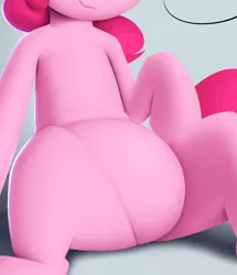 Size: 1448x1682 | Tagged: safe, artist:january3rd, derpibooru import, edit, pinkie pie, earth pony, pony, belly, cropped, featureless crotch, image, pictures of bellies, png, sitting, smiling, solo