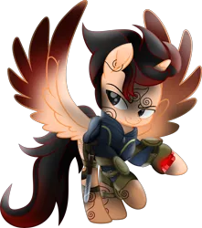 Size: 6526x7377 | Tagged: safe, artist:lincolnbrewsterfan, derpibooru import, oc, oc:rustic charm, ponified, unofficial characters only, alicorn, pony, fallout equestria, my little pony: the movie, .svg available, absurd resolution, alicorn oc, clothes, coat markings, derpibooru exclusive, determination, determined, determined face, determined look, determined smile, flourish, holster, horn, image, jacob hutzler, knee pads, knife, lidded eyes, male, mane, markings, mod, movie accurate, persona, pipbuck, pipbuck 3000, pipbuck rose 3000, png, pocket knife, ponysona, raised hoof, shield, simple background, solo, solo male, spread wings, stallion, stallion oc, straps, swirls, tail, transparent background, vault suit, vector, wings, zipper