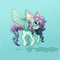Size: 512x512 | Tagged: safe, artist:mintart, derpibooru import, oc, unofficial characters only, pegasus, pony, female, flying, glasses, image, mare, pixel art, png, simple background, solo