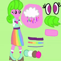 Size: 1024x1024 | Tagged: safe, artist:altersmay87, derpibooru import, oc, oc:rainy rainbow, unofficial characters only, alicorn, equestria girls, alicorn oc, base used, belt, cloud, colored, cutie mark, eye, eyes, hair, heart, horn, image, jpeg, rain, rainbow, reference sheet, shy, smiling, wings