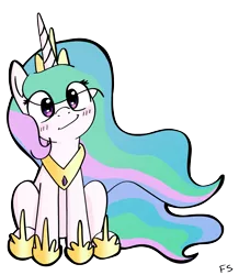 Size: 1885x2160 | Tagged: safe, artist:dark shadow, derpibooru import, princess celestia, alicorn, pony, blushing, cute, cutelestia, eye clipping through hair, female, image, jewelry, looking at you, mare, png, regalia, simple background, smiling, solo, transparent background