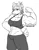 Size: 845x1083 | Tagged: safe, artist:redxbacon, derpibooru import, oc, oc:beatrice, unofficial characters only, anthro, earth pony, abs, clothes, female, flex, flexing, image, monochrome, muscles, muscular female, muscular mare, png, solo, sports bra, strong