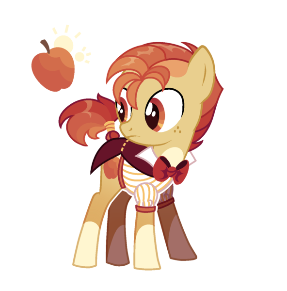 Size: 1506x1527 | Tagged: safe, artist:beautifulspaceshow, derpibooru import, oc, oc:golden cider (ice1517), unofficial characters only, earth pony, pony, bowtie, clothes, coat, freckles, image, male, markings, png, shirt, simple background, solo, stallion, transparent background