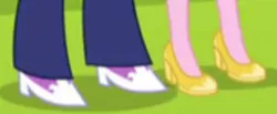 Size: 300x124 | Tagged: safe, derpibooru import, screencap, princess cadance, princess luna, equestria girls, friendship games, clothes, cropped, dean cadance, image, legs, pictures of legs, png, shoes, vice principal luna