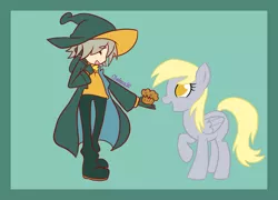 Size: 2600x1876 | Tagged: safe, artist:chelseawest, derpibooru import, derpy hooves, colored background, crossover, food, image, lemres, muffin, png, puyo puyo