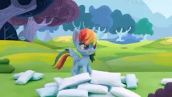 Size: 1920x1080 | Tagged: safe, derpibooru import, screencap, rainbow dash, pony, my little pony: pony life, my little pony: stop motion short, pillow fight (short), image, png, solo, stop motion
