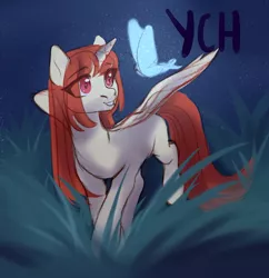 Size: 1312x1358 | Tagged: safe, artist:nika-rain, derpibooru import, oc, butterfly, insect, pony, any gender, any race, any species, auction, auction open, commission, cute, image, jpeg, night, sketch, solo, ych sketch, your character here