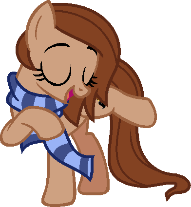 Size: 392x425 | Tagged: safe, artist:pegasski, derpibooru import, oc, unofficial characters only, earth pony, pony, base used, clothes, earth pony oc, eyelashes, eyes closed, female, image, mare, open mouth, png, raised hoof, scarf, simple background, smiling, solo, transparent background