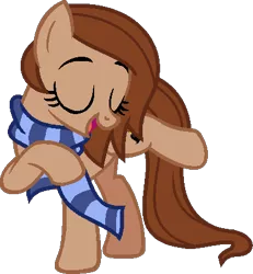 Size: 392x425 | Tagged: safe, artist:pegasski, derpibooru import, oc, unofficial characters only, earth pony, pony, base used, clothes, earth pony oc, eyelashes, eyes closed, female, image, mare, open mouth, png, raised hoof, scarf, simple background, smiling, solo, transparent background