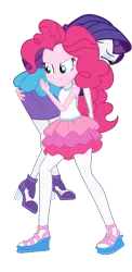 Size: 1613x3315 | Tagged: safe, artist:gmaplay, derpibooru import, pinkie pie, rarity, equestria girls, equestria girls series, holidays unwrapped, spoiler:eqg series (season 2), butt, butt touch, fireman carry, hand on butt, hand on hip, image, marshmelodrama, o come all ye squashful, ots carry, over the shoulder, png, rarity being rarity, rearity, solo