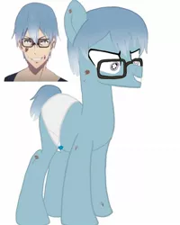 Size: 1080x1350 | Tagged: safe, alternate version, artist:ponyrefaa, derpibooru import, ponified, earth pony, human, pony, bust, clothes, crossover, duo, glasses, image, insanity, jpeg, mahoushoujosite, male, simple background, stallion, white background