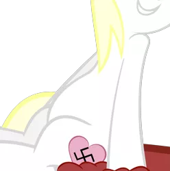 Size: 1985x1997 | Tagged: safe, artist:accu, derpibooru import, edit, vector edit, oc, oc:aryanne, earth pony, pony, belly, cropped, image, nazi, pictures of bellies, png, simple background, sitting, smiling, solo, transparent background, vector