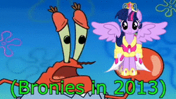 Size: 568x320 | Tagged: safe, derpibooru import, twilight sparkle, alicorn, alicorn drama, animated, clothes, coronation dress, drama, drama bait, dress, image, mr. krabs, op is a duck, op is trying to start shit, op is trying to start shit so badly that it's just sad, spongebob squarepants, twilight sparkle (alicorn), webm