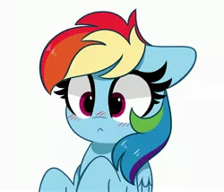 Size: 4096x3514 | Tagged: safe, artist:kittyrosie, derpibooru import, rainbow dash, pegasus, pony, :<, :c, blushing, bust, cute, dashabetes, female, floppy ears, frown, image, jpeg, looking at you, mare, simple background, solo, white background, wide eyes