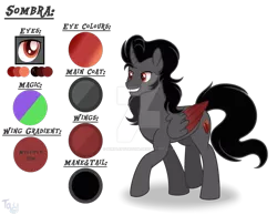 Size: 1280x993 | Tagged: safe, artist:dianamur, artist:purplepotato04, derpibooru import, king sombra, alicorn, pony, alicornified, base artist:dianamur, base used, base:dianamur, curved horn, deviantart watermark, horn, image, nebulaverse, obtrusive watermark, png, race swap, reference sheet, simple background, solo, sombra's cutie mark, sombracorn, transparent background, two toned wings, watermark, wings