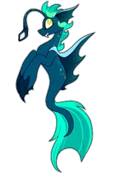 Size: 849x1200 | Tagged: safe, artist:spaazledazzle, derpibooru import, oc, angler fish, fish, hybrid, seapony (g4), fins, fin wings, fish tail, flowing tail, image, looking up, png, simple background, solo, tail, teeth, transparent background, wings, yellow eyes
