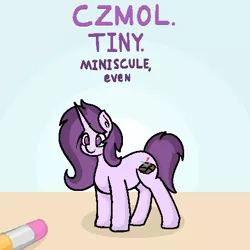 Size: 482x482 | Tagged: safe, artist:czu, derpibooru import, oc, oc:czupone, unofficial characters only, pony, image, micro, pencil, png, smol, tiny, tiny ponies