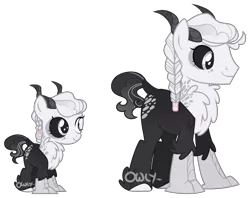 Size: 1847x1464 | Tagged: safe, artist:owl-clockwork, derpibooru import, oc, oc:monochrome skies, hybrid, black sclera, horns, image, male, png, simple background, solo, transparent background