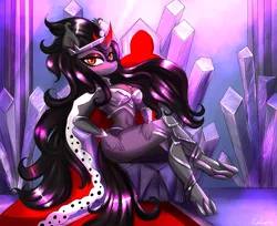 Size: 3225x2627 | Tagged: suggestive, artist:cali luminos, derpibooru import, king sombra, anthro, female, image, jpeg, king, queen, queen umbra, rule 63
