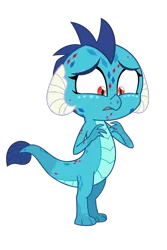 Size: 600x900 | Tagged: safe, artist:queencold, derpibooru import, princess ember, dragon, dragoness, embarrassed, female, hatchling, image, molting, png, solo, younger