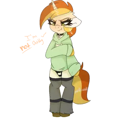 Size: 768x768 | Tagged: safe, artist:moodi, derpibooru import, peachy pitt, pony, semi-anthro, adorasexy, bipedal, blushing, cat lingerie, chubby, clothes, cute, embarrassed, hoodie, image, lingerie, panties, peachy is a peach 😳, png, scrunchy face, sexy, socks, solo, underwear