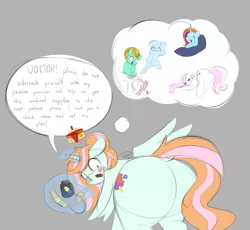 Size: 2264x2079 | Tagged: safe, artist:taurson, author:bigonionbean, derpibooru import, fleur-de-lis, lightning dust, nurse redheart, sassy saddles, oc, oc:princess healing glory, alicorn, earth pony, ghost, ghost pony, pegasus, pony, undead, unicorn, adorable face, alicorn oc, bandaid, beanbag chair, blushing, blushing profusely, butt, commissioner:bigonionbean, crown, crying, cute, defibrillator, dialogue, embarrassed, extra thicc, female, flank, fusion, fusion: princess healing glory, hat, horn, image, jewelry, large butt, magic, mare, nurse, nurse hat, passed out, pills, plot, png, regalia, royalty, shocked, shocked expression, speech bubble, thicc ass, thought bubble, wings