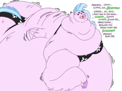 Size: 1024x768 | Tagged: suggestive, artist:jamesawilliams1996, artist:princebluemoon3, color edit, derpibooru import, edit, silverstream, hippogriff, series:silverstream learns she's too thick, belly, big belly, bikini, bingo wings, burp, butt, clothes, colored, dialogue, double chin, eyes closed, fat, female, huge belly, huge butt, image, impossibly large belly, impossibly large butt, large belly, large butt, morbidly obese, obese, png, silverblob, simple background, solo, solo female, swimsuit, transparent background, weight gain