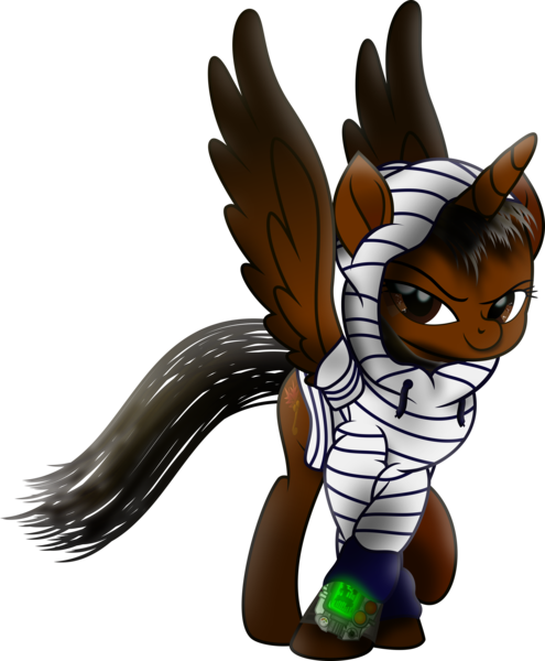 Size: 6443x7805 | Tagged: safe, artist:lincolnbrewsterfan, derpibooru import, oc, oc:nocturnal vision, ponified, unofficial characters only, alicorn, pony, fallout equestria, my little pony: the movie, .svg available, absurd resolution, alicorn oc, clothes, colored wings, confidence, confident, crossed hooves, cute, derpibooru exclusive, determination, determined, determined face, determined look, determined smile, drawstrings, female, folded wings, gradient wings, hair, highlights, hoodie, horn, image, inkscape, lidded eyes, mane, mare, mistletoe, mod, movie accurate, music notes, nc-tv, nc-tv:creator ponified, nocturnal vision's striped hoodie, pipbuck, pipbuck 3000, png, raised hoof, realistic mane, shading, simple background, smiling, solo, striped hoodie, tail, transparent background, vector, windswept tail, wing sleeves, wings