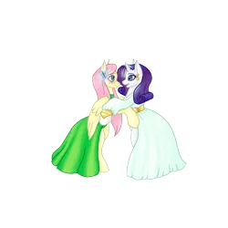 Size: 3500x3500 | Tagged: safe, derpibooru import, fluttershy, rarity, pegasus, pony, unicorn, clothes, dancing, dress, dressed up, female, flarity, high res, image, lesbian, mare, png, shipping