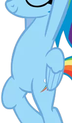 Size: 3813x6494 | Tagged: safe, artist:michaelsety, derpibooru import, edit, vector edit, rainbow dash, pegasus, pony, belly, bipedal, cropped, eyes closed, featureless crotch, image, pictures of bellies, png, simple background, smiling, solo, transparent background, vector