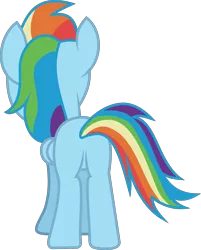 Size: 4563x5688 | Tagged: safe, artist:lincolnbrewsterfan, derpibooru import, rainbow dash, pegasus, pony, daring doubt, .svg available, butt, derpibooru exclusive, female, folded wings, image, looking forward, mare, plot, png, rainbutt dash, rear view, simple background, solo, standing, transparent background, vector, wings