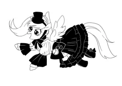 Size: 7016x4961 | Tagged: safe, alternate version, artist:lemon08151, derpibooru import, derpy hooves, pegasus, pony, 2017, absurd resolution, black and white, boots, clockwork, clothes, cog, cute, derpabetes, dress, female, flower, grayscale, hat, hoof boots, image, jpeg, mare, monochrome, open mouth, pixiv, shoes, simple background, skirt, solo, steampunk, white background