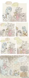 Size: 1507x3981 | Tagged: safe, artist:cindertale, derpibooru import, oc, oc:cinder, oc:lightning bliss, unofficial characters only, alicorn, bat pony, deer, pony, unicorn, alicorn oc, bat pony oc, bat wings, cave, censored vulgarity, comic, deer oc, dialogue, female, food, frown, glowing horn, grawlixes, high res, holding a pony, horn, image, jpeg, male, mare, multicolored hair, popcorn, rainbow hair, stallion, television, traditional art, unicorn oc, wide eyes, wings