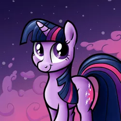 Size: 1280x1280 | Tagged: safe, artist:sirtreasurehunter, derpibooru import, twilight sparkle, pony, unicorn, cloud, female, image, jpeg, mare, solo, unicorn twilight