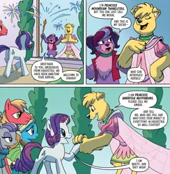 Size: 1826x1868 | Tagged: safe, artist:briannacherrygarcia, derpibooru import, idw, big macintosh, maud pie, meadowbrook, rarity, diamond dog, earth pony, pony, unicorn, spoiler:comic, spoiler:comicannual2021, ambrosia muffinbuns, bipedal, female, female diamond dog, fireworks, image, male, mare, moonbeam twinkletail, png, season 10, stallion