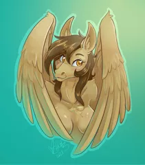 Size: 1402x1594 | Tagged: suggestive, artist:skuttz, derpibooru import, oc, oc:static spark, unofficial characters only, anthro, pegasus, blushing, breasts, bust, covering, covering breasts, heart eyes, image, jpeg, smiling, wingding eyes, wings