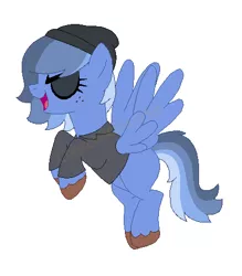 Size: 411x469 | Tagged: safe, artist:colorcodetheartist, artist:selenaede, derpibooru import, oc, oc:silver lining, pegasus, base used, beanie, blank flank, clothes, crossover ship offspring, derpibooru exclusive, eyeshadow, female, freckles, hat, image, jacket, leather jacket, makeup, osomatsu-san, parent:karamatsu matsuno, parent:rainbow dash, parents:karadash, png, solo, solo female, unshorn fetlocks