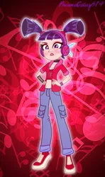 Size: 1264x2128 | Tagged: safe, artist:cookiechans2, artist:prismagalaxy514, derpibooru import, human, equestria girls, barely eqg related, base used, clothes, crossover, eyeshadow, headphones, image, makeup, musa, png, rainbow s.r.l, redesign, solo, winx, winx club, winxified