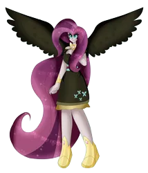 Size: 5279x6180 | Tagged: safe, artist:eeveeglaceon, derpibooru import, fluttershy, human, absurd resolution, female, humanized, image, nightmare fluttershy, nightmarified, png, simple background, solo, transparent background, winged humanization, wings