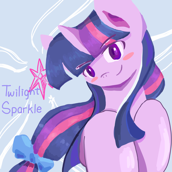 Size: 1600x1600 | Tagged: safe, artist:wimple, derpibooru import, twilight sparkle, pony, unicorn, bow, image, png, ponytail, solo, unicorn twilight